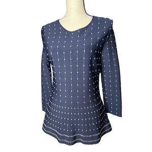 Talbots Tunic Top in Black with White Raised Embellishment Size S